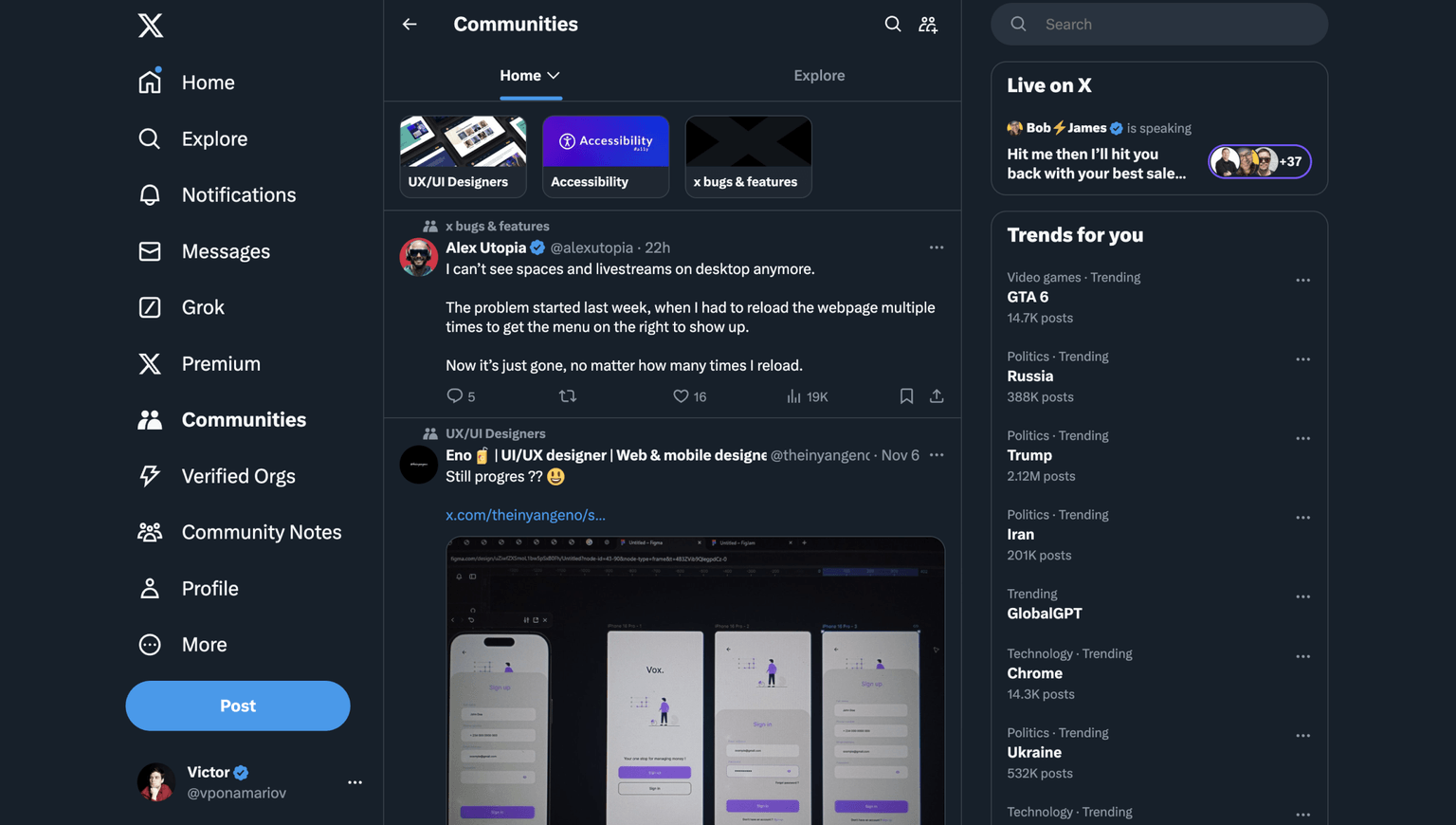 Twitter's communities page