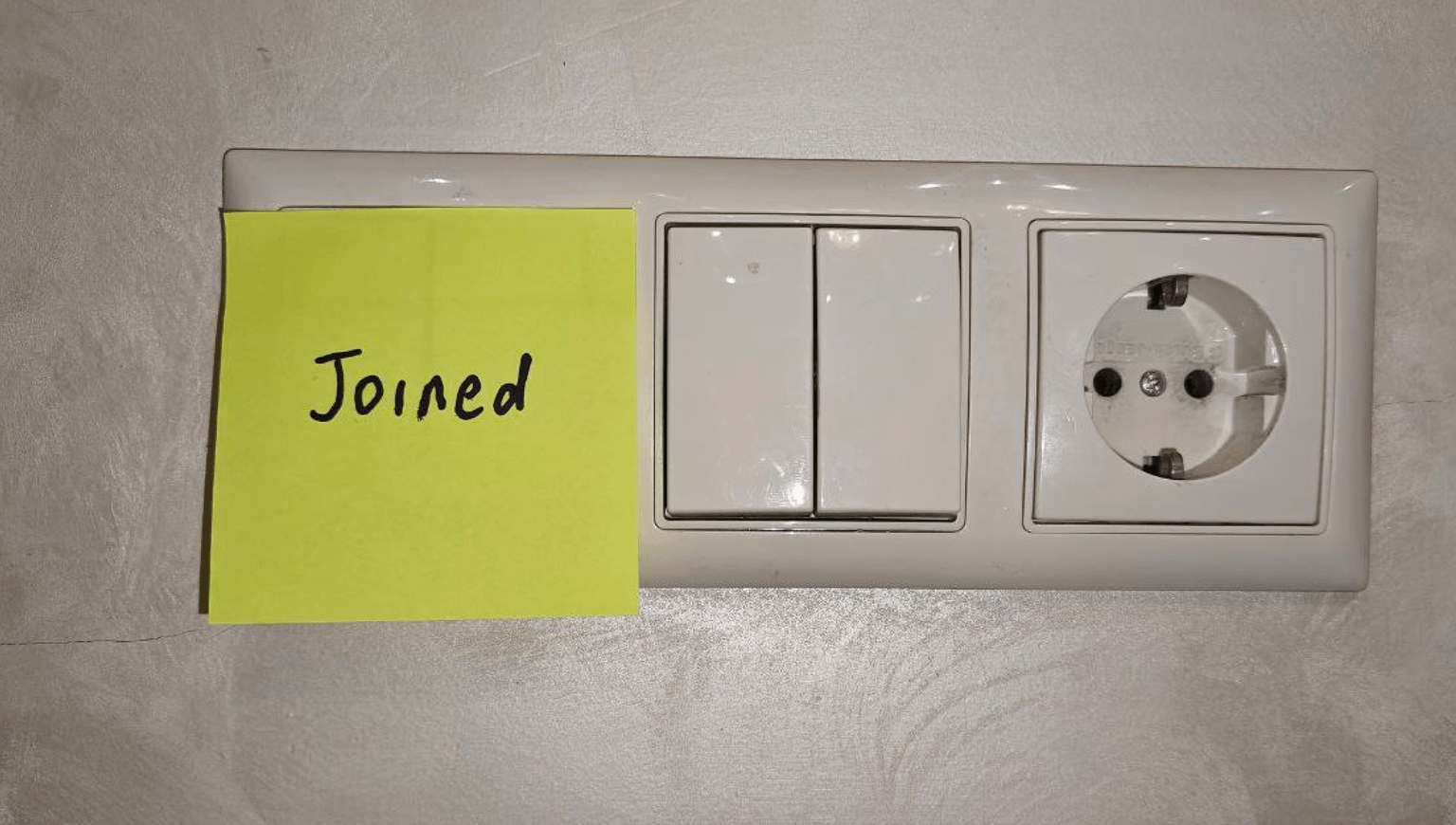 A photo taken from my home with a sticker on a switcher saying 'joined'